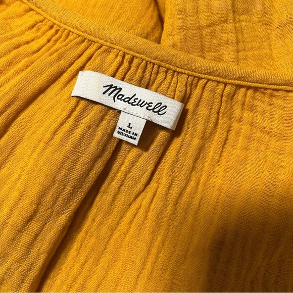 Madewell Women’s Large Gauze Button-Front Raglan Top Mustard Super Soft EUC - Picture 6 of 7